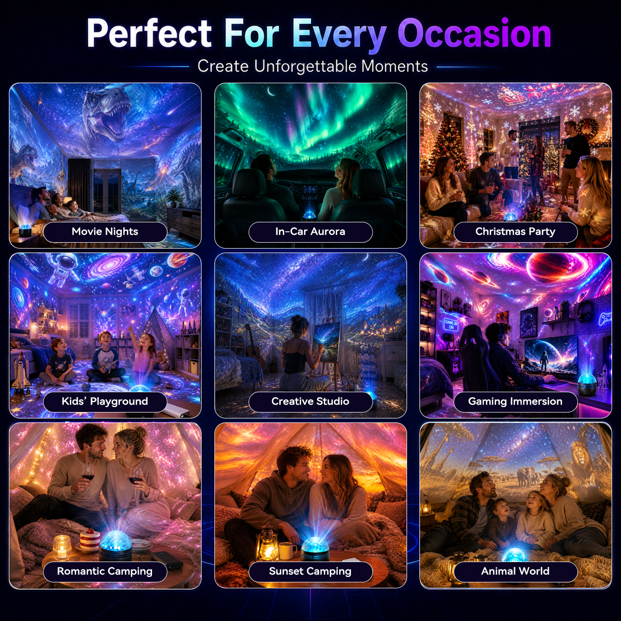 Official Store | 🦖🎁SCNDR® 360° Smart Holographic Starry Sky Projector (HD Smart Dynamic 5D)