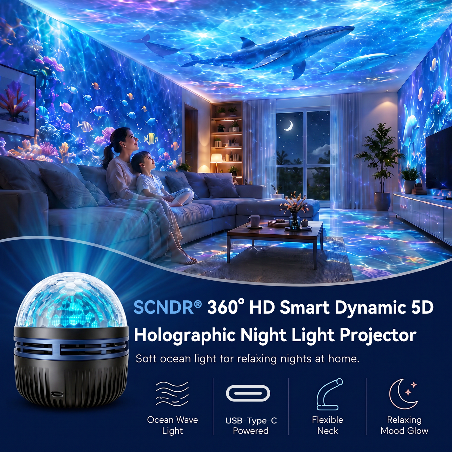 Official Store | 🦖🎁SCNDR® 360° Smart Holographic Starry Sky Projector (HD Smart Dynamic 5D)