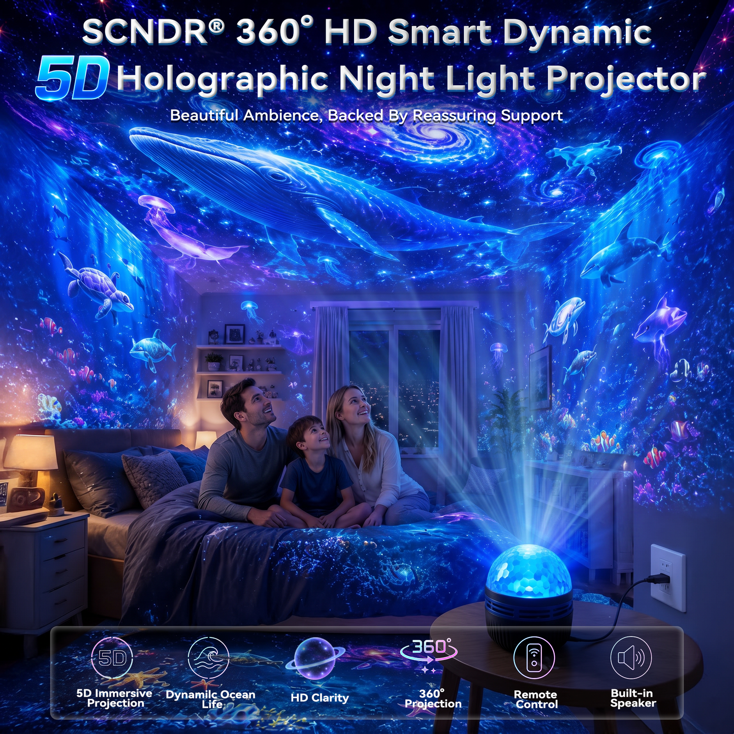 Official Store | 🦖🎁SCNDR® 360° Smart Holographic Starry Sky Projector (HD Smart Dynamic 5D)